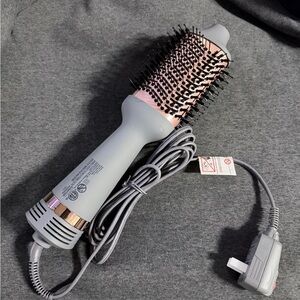 Sleek Pink and Gray Hair Dryer Brush